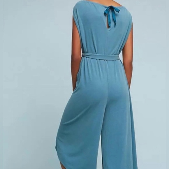 ANTHROPOLOGIE HD In Paris Jacenta Wide Leg Halter Jumpsuit Blue Size Small - Picture 2 of 11
